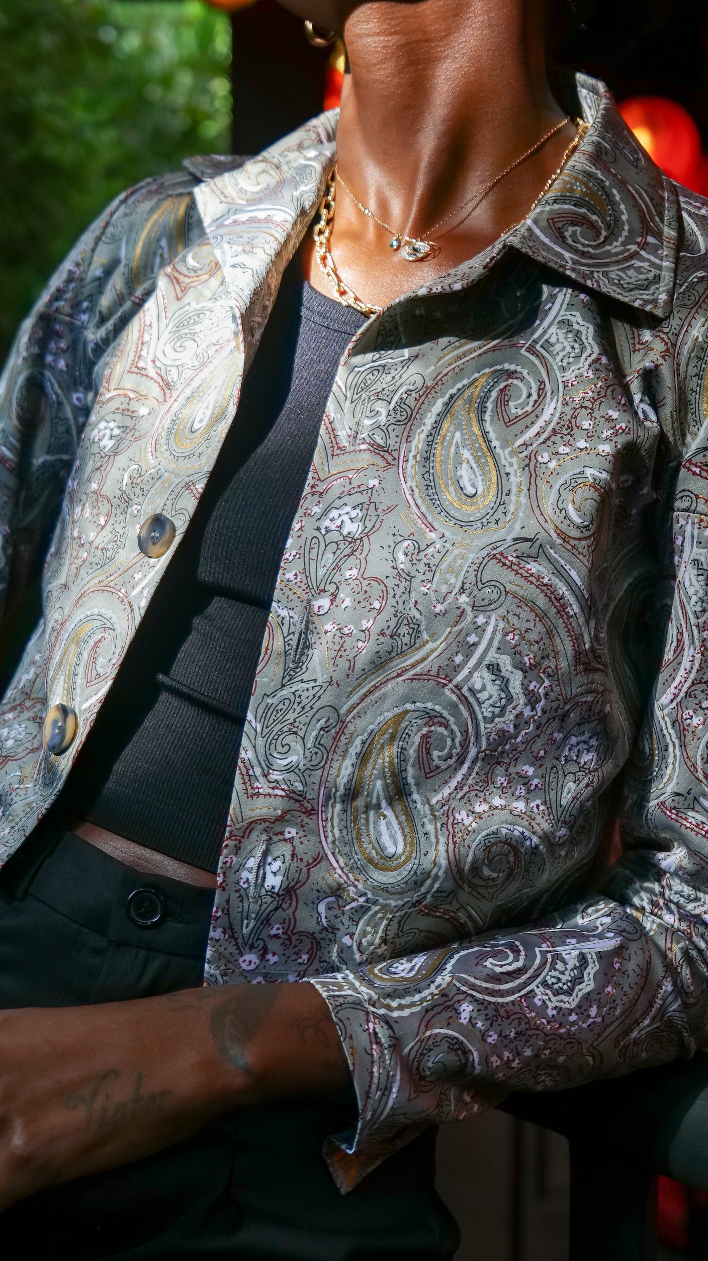 Grey Paisley Cropped Jacket